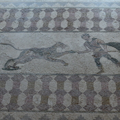 Nea Paphos, House of Dionysus, Room 10 with mosaic presenting gladiator fighting a lion