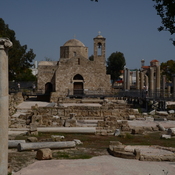 Nea Paphos, Chrysopolitissa, Facade of the church through the remains of the basilica