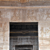 Abu Simbel, Temple by Ramesses II, Men, Doorway with paintings