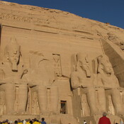 Abu Simbel, Entrance with statues of sitting pharaohs