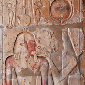 Abydos, Temple of Sety I, Relief with gods with blessing with an ankh