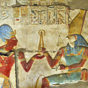 Abydos, Temple of Sety I, Relief with pharaoh offering to Horus