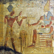 Abydos, Temple of Sety I, Relief with pharaoh offering to Horus