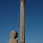 Alexandria, Serapeum, Sphinx Horemheb and column of Diocletian (Pompey's Pillar)
