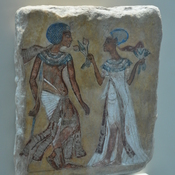 Amarna, Painting of Akhenaten (Amenhotep IV) and his wife Nefretite