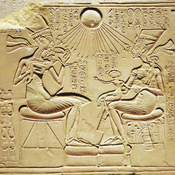 Amarna, Relief with Akhenaten (Amenhotep III), his wife queen Nefretite and their children