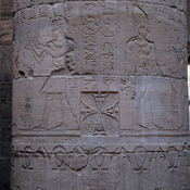 Philae, Temple of Isis, Decorated column with Christian cross