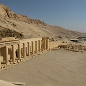 Deir el-Bahari, Mortuary Temple of Hatshepsut, Middle terrace, seen from Upper terrace