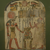 Luxor, Painted stela of a deceased man praying to Ra-Harakhte