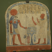 Luxor, Painted stela of Pa-f-diu, priest of Amun, praying to Ra-Harakhte