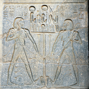 Luxor, Temple, First pylon, Statue of Ramesses, Sema tawy