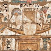 Thebes, Medinet Habu, Mortuary temple of Ramesses III, Wall painting of a boat