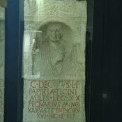 Stele with relief of soldier Gaius Deccius with Roman inscription, dedicated by XX Victoria Victrix