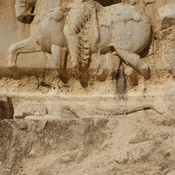 Bishapur Relief V: investiture of Bahram I, Defeated enemy (addition by Narseh)
