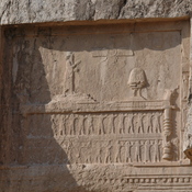 Naqš-e Rustam, Achaemenid tomb I (Darius II Nothus?), Upper register, King sacrificing