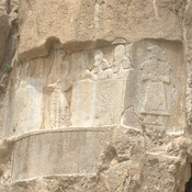 Naqš-e Rustam, First (audience) relief of Bahram II with Elamite relief (right)