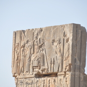 Persepolis, Hall of a Hundred Columns, NW gate, Relief of king and courtiuer
