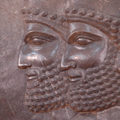Persepolis, Apadana, Northstairs, Central relief, Faces of two soldiers