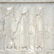 Persepolis, Apadana, Northstairs, Relief, Three courtiers and two soldiers