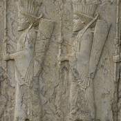 Persepolis, Palace of Darius (Taçara), Southern portico, Relief of two soldiers