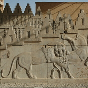 Persepolis, Council Hall (Tripylon), Northern stairs, Relief, Lion and bull