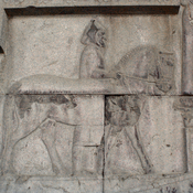 Persepolis, Apadana, East Stairs, Relief of a Thracian with a horse