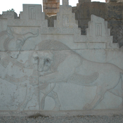 Persepolis, Apadana, East Stairs, Relief of a lion and a bull