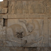 Persepolis, Apadana, East Stairs, Relief of a lion and a bull
