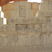 Persepolis, Apadana, East Stairs, Relief of a Nubian carrying ivory