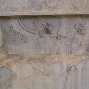 Persepolis, Apadana, East Stairs, Relief of a Nubian carrying ivory