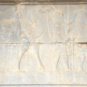 Persepolis, Apadana, East Stairs, Relief of the Parthians with a camel, and Armenians with a horse