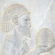 Persepolis, Apadana, East Stairs, Relief of a Greek with wool