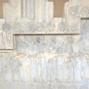 Persepolis, Apadana, East Stairs, Relief of Nubians carrying ivory
