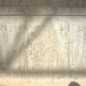 Persepolis, Apadana, East Stairs, Relief of the Greeks, a tree, and the Cappadocians