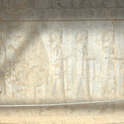 Persepolis, Apadana, East Stairs, Relief of a tree and Cappadocians