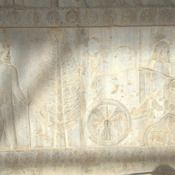 Persepolis, Apadana, East Stairs, Relief, Tree and Lydian chariot