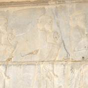 Persepolis, Apadana, East Stairs, Relief of Elamites with a lion's pub