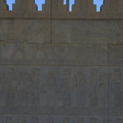 Persepolis, Apadana, East Stairs, Relief, Chariots and courtiers