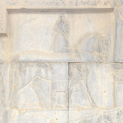 Persepolis, Apadana, East Stairs, Relief of a Thracian with a horse