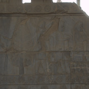 Persepolis, Apadana, East Stairs, Relief of a tree and two Medes