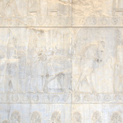 Persepolis, Apadana, East Stairs, Relief of the Sacae with a horse