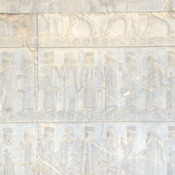 Persepolis, Apadana, East Stairs, Relief of horses and courtiers
