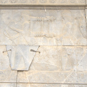 Persepolis, Apadana, East Stairs, Relief of a man carrying a throne
