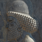 Persepolis, Apadana, Eaststairs, Central relief, Soldier