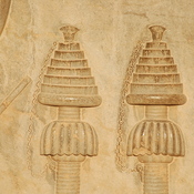 Persepolis, Apadana, Eaststairs, Central relief, Incense burners