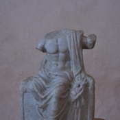 Gadara, North theater, Headless statue of enthroned Jupiter