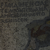 Madaba, Basilica of St. George, Mosaic with map of Raphia with Greek tekst