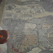 Madaba, Basilica of St. George, Mosaic with map of Palestine with Greek tekst