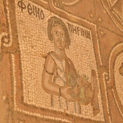Petra, Byzantine church, Mosaic presenting a male with basket of fruits