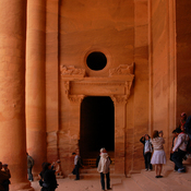 Petra, Siq, Treasury, Interior with forecourt with stairs